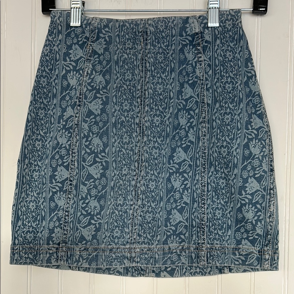 Free People | Modern Femme Denim Miniskirt In Indigo Flora | 0